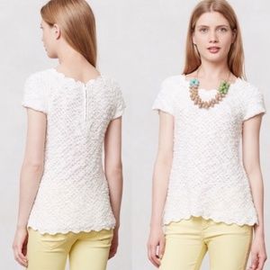 Anthropologie Knitted & Knotted Crotched White Top
